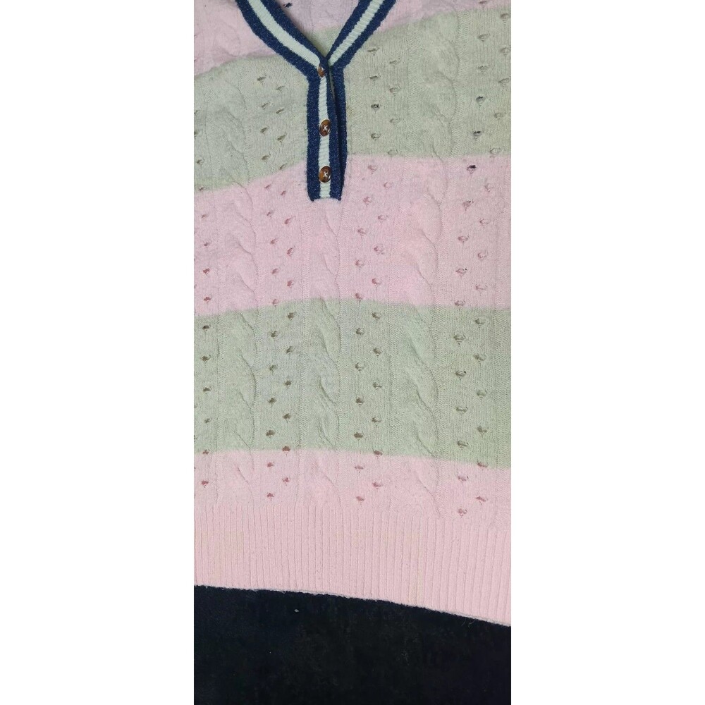 Torrid Pointelle Pullover Henley Sweater 2 Striped Preppy Academia Varsity Cozy - Picture 7 of 13